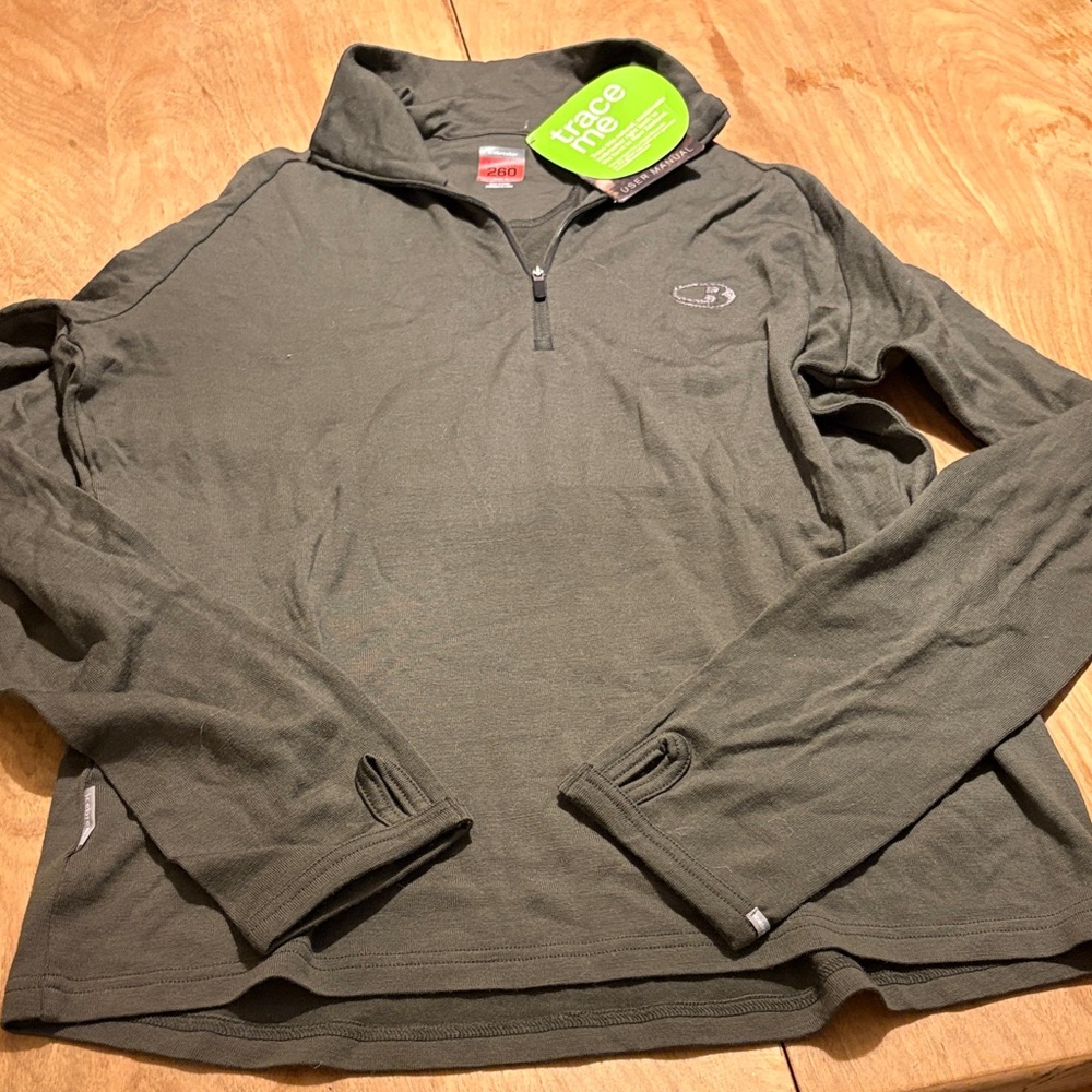 New Icebreaker Olive Half-Zip Jacket